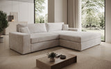 Designer Ecksofa Lugo in Cord – Beige – Rechts