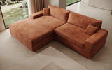Designer Ecksofa Lugo in Cord – Orange – Links