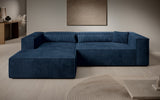 Designer Ecksofa Vasto in Cord – Blau – Links