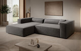 Designer Ecksofa Vasto in Strukturstoff – Grau – Links