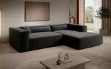 Designer Ecksofa Vasto in Strukturstoff – Schwarz – Rechts