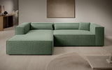 Designer Ecksofa Vasto in Strukturstoff – Grün – Links