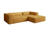 Designer Ecksofa Vasto in Strukturstoff – Safran – Rechts
