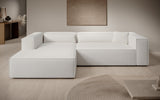 Designer Ecksofa Vasto in Strukturstoff – Weiß – Links