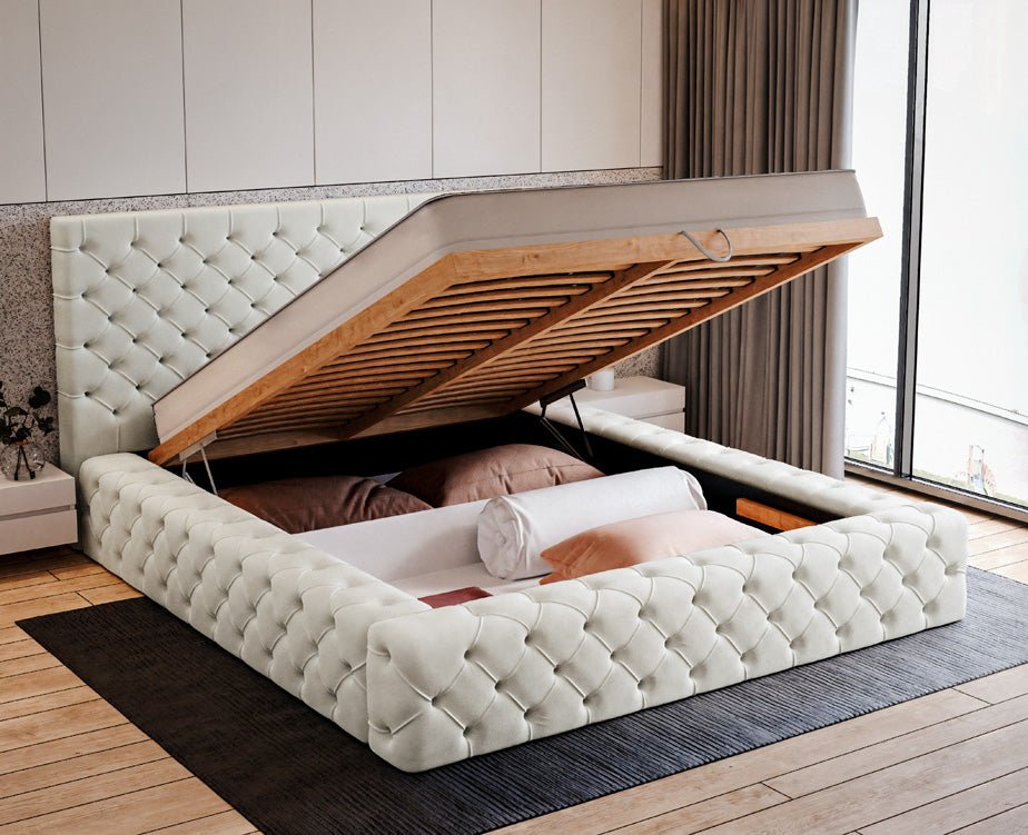 Designer Polsterbett Lana Samt mit Stauraum
