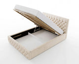 Designer Polsterbett Rivo in Samt mit Stauraum – Beige
