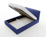 Designer Polsterbett Rivo in Samt mit Stauraum – Blau
