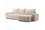 Designer Ecksofa Arvo in Bouclé mit Schlaffunktion & Stauraum – Beige – Rechts