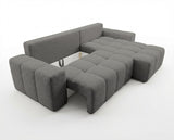 Designer Ecksofa Arvo in Bouclé mit Schlaffunktion & Stauraum – Grau – Rechts