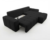 Designer Ecksofa Arvo in Bouclé mit Schlaffunktion & Stauraum – Anthrazit – Rechts