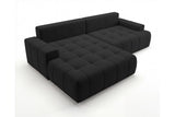 Designer Ecksofa Pino in Samt mit Schlaffunktion & Stauraum – Schwarz – Links
