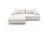 Designer Ecksofa Pino in Samt mit Schlaffunktion & Stauraum – Weiß – Links