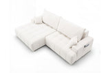 Designer Ecksofa Pino in Samt mit Schlaffunktion & Stauraum – Weiß – Links