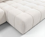 Designer Ecksofa Pino in Samt mit Schlaffunktion & Stauraum – Weiß – Rechts