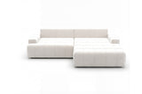 Designer Ecksofa Pino in Samt mit Schlaffunktion & Stauraum – Weiß – Rechts
