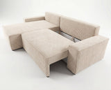 Designer Ecksofa Rino in Cord mit Schlaffunktion & Stauraum – Beige – Rechts