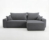 Designer Ecksofa Rino in Cord mit Schlaffunktion & Stauraum – Grau – Links