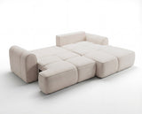 Designer Ecksofa Corso in Samt mit Schlaffunktion & Stauraum – Beige – Rechts
