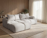 Designer Ecksofa Corso in Samt mit Schlaffunktion & Stauraum – Hellgrau – Links