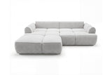 Designer Ecksofa Corso in Samt mit Schlaffunktion & Stauraum – Hellgrau – Links