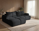 Designer Ecksofa Corso in Samt mit Schlaffunktion & Stauraum – Schwarz – Links