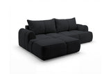 Designer Ecksofa Corso in Samt mit Schlaffunktion & Stauraum – Schwarz – Links