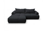 Designer Ecksofa Corso in Samt mit Schlaffunktion & Stauraum – Schwarz – Links