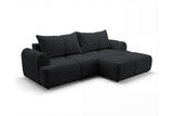 Designer Ecksofa Corso in Samt mit Schlaffunktion & Stauraum – Schwarz – Rechts
