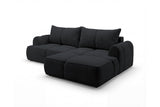 Designer Ecksofa Corso in Samt mit Schlaffunktion & Stauraum – Schwarz – Rechts