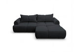 Designer Ecksofa Corso in Samt mit Schlaffunktion & Stauraum – Schwarz – Rechts