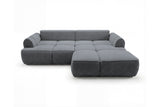 Designer Ecksofa Corso in Samt mit Schlaffunktion & Stauraum – Grau – Rechts