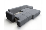 Designer Ecksofa Corso in Samt mit Schlaffunktion & Stauraum – Grau – Rechts