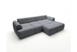 Designer Ecksofa Corso in Samt mit Schlaffunktion & Stauraum – Grau – Rechts