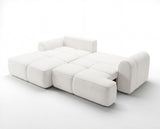 Designer Ecksofa Corso in Samt mit Schlaffunktion & Stauraum – Weiß – Links