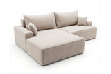 Designer Ecksofa Frido in Samt mit Schlaffunktion & Stauraum – Beige – Links