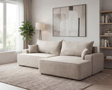 Designer Ecksofa Frido in Samt mit Schlaffunktion & Stauraum – Beige – Rechts