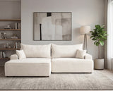 Designer Ecksofa Frido in Samt mit Schlaffunktion & Stauraum – Weiß – Links