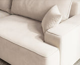 Designer Ecksofa Frido in Samt mit Schlaffunktion & Stauraum – Weiß – Links