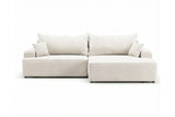 Designer Ecksofa Frido in Samt mit Schlaffunktion & Stauraum – Weiß – Rechts