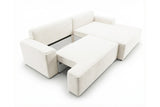 Designer Ecksofa Frido in Samt mit Schlaffunktion & Stauraum – Weiß – Rechts