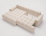 Designer Ecksofa Nemo in Stoff mit Schlaffunktion & Stauraum – Beige – Links
