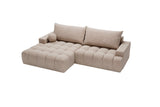 Designer Ecksofa Nemo in Stoff mit Schlaffunktion & Stauraum – Sand – Links