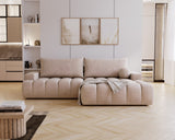 Designer Ecksofa Nemo in Stoff mit Schlaffunktion & Stauraum – Sand – Rechts