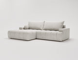 Designer Ecksofa Nemo in Stoff mit Schlaffunktion & Stauraum – Hellgrau – Links