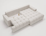 Designer Ecksofa Nemo in Stoff mit Schlaffunktion & Stauraum – Hellgrau – Rechts