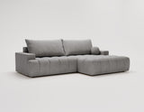 Designer Ecksofa Nemo in Stoff mit Schlaffunktion & Stauraum – Grau – Rechts