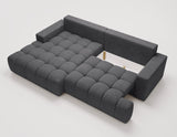 Designer Ecksofa Nemo in Stoff mit Schlaffunktion & Stauraum – Anthrazit – Links