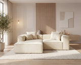 Designer Ecksofa Reno in Samt – Beige – Links