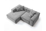 Designer Ecksofa Reno in Samt – Grau – Links