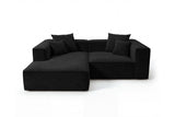 Designer Ecksofa Reno in Samt – Schwarz – Links